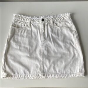 For The Republic Frayed Hem White Denim Skirt